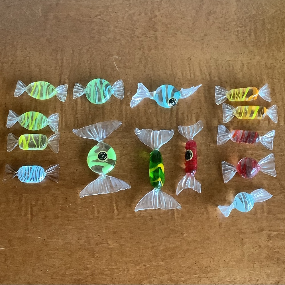 Fourteen Colorful Art Glass Wrapped “Candy” Pieces